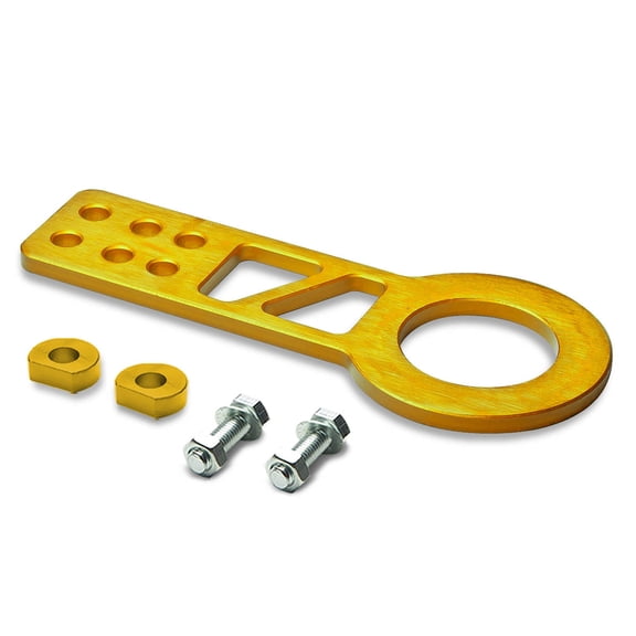 DNA Motoring THK-FR-FRONT-GD 2.25" Anodized Brushed Billet Style Aluminum Front Racing Tow Hook (Gold)