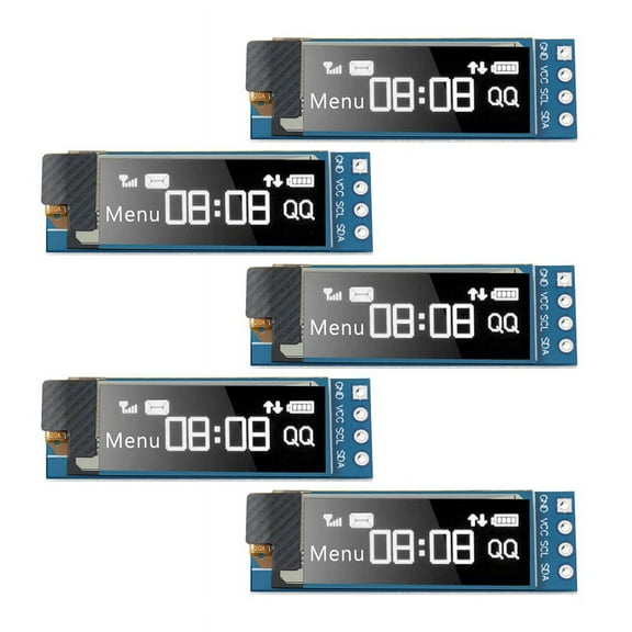 5 Pieces I2C Display Module 0.91 Inch I2C OLED Display Module I2C OLED Screen Driver DC 3.3V-5V(White)