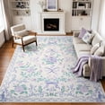 thumbnail image 2 of Lahome Washable 8'x10' Floral Bow Area Rug, Purple Rugs for Living Room, Soft Non-Slip Boho Carpet for Bedroom Kids Room Nursery Dining Room, Large Rug, Purple, 2 of 10