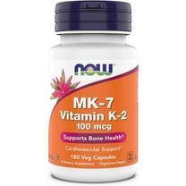 Now Supplements, MK-7 Vitamin K-2 100 mcg, Cardiovascular Support*, Supports Bone Health*, 180 Veg Capsules