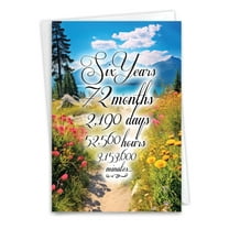 NobleWorks 6th Recovery Greeting Card with 5 x 7 Inch Envelope (1 Card) 6 Year Time Count C10819AAG