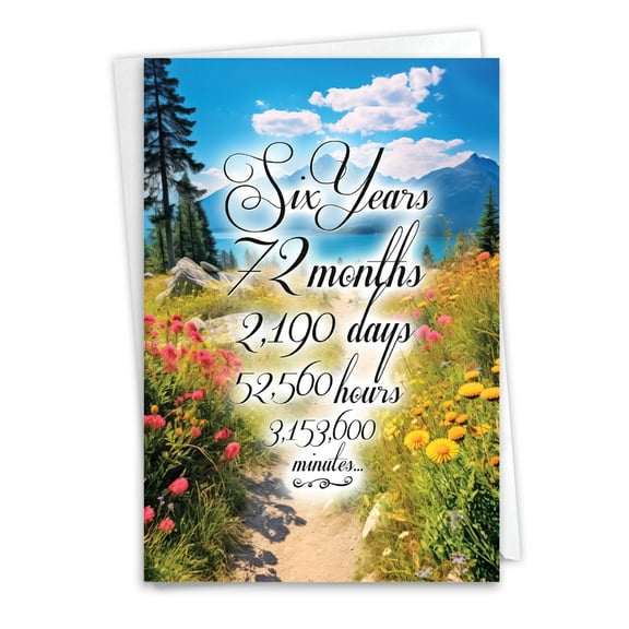 NobleWorks 6th Recovery Greeting Card with 5 x 7 Inch Envelope (1 Card) 6 Year Time Count C10819AAG