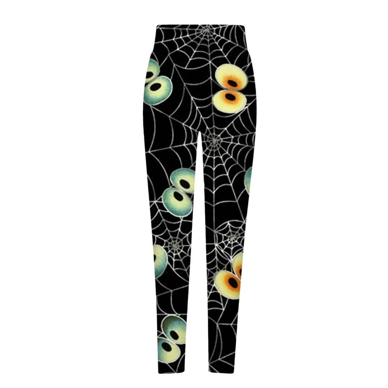 Franterd Womens Halloween Spider Web Printed Stretchy Leggings Graphic  Legging Tights for Sportwear Fitness Running