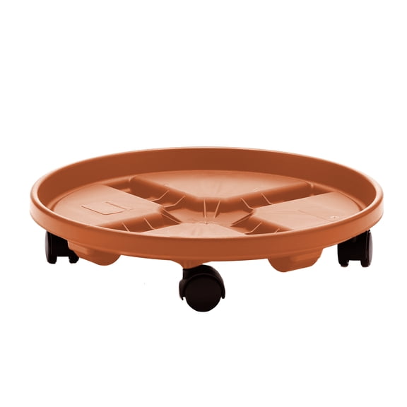 Bloem 16-in Round Planter Caddy With Wheels - Terra Cotta Color - 125 lb Capacity