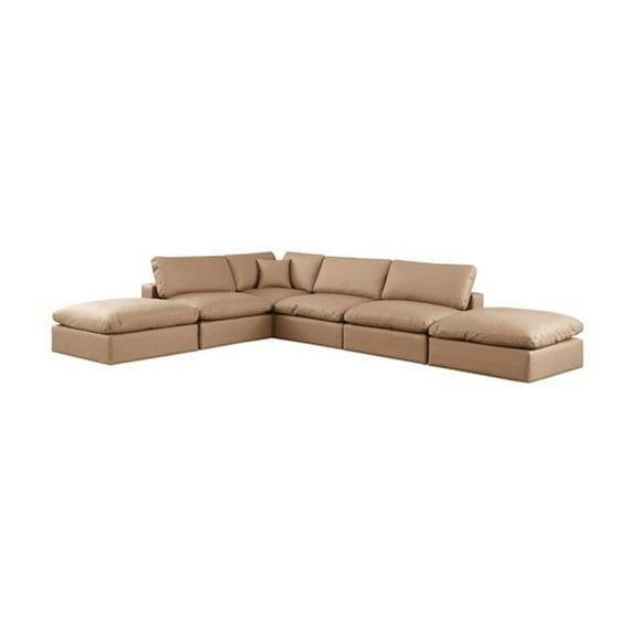 Meridian Furniture Comfy Tan Vegan Leather 6-Pc. Modular Sectional