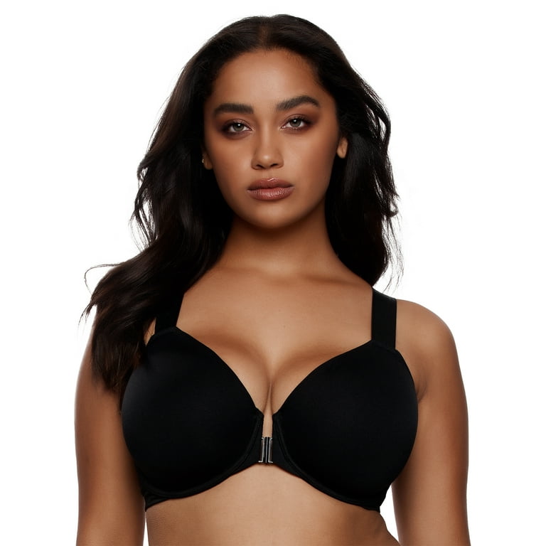 Felina  Utopia Front-Close Racerback T-Shirt Bra (Black, 32DD) 