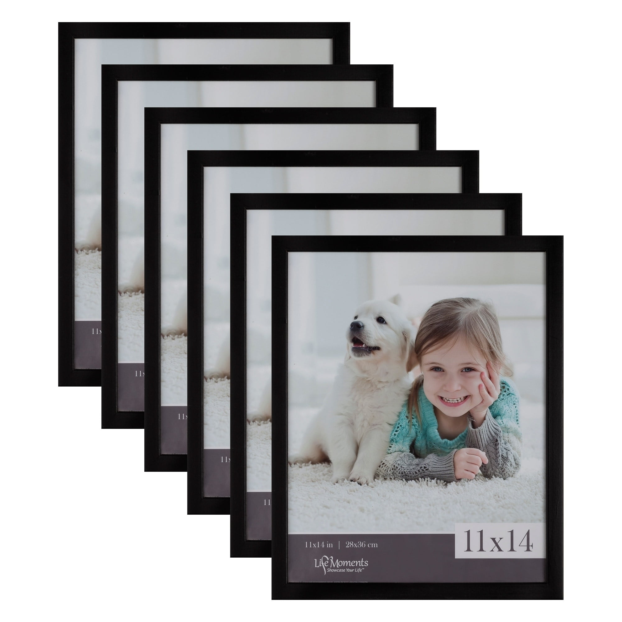 Life Moments 11x14 Traditional Black Wood Wall Frame, Set of 6