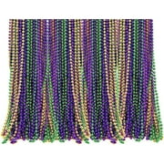 Bulk 72 Mardi Gras Beads Necklaces Purple Green Gold Beads, 33 Inches Long 7mm Thick, Tree Decoration, Party Favors Supplies, Costume Accessories, by 4Es Novelty