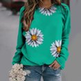 thumbnail image 2 of Dyegold Oversized Sweatshirt For Women Womens Daisy Print Long Sleeve Crewneck Sweatshirt Casual Loose Pullover Tops Shirt, 2 of 5