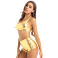 thumbnail image 3 of Ropa de baile en barra para mujer, traje de fiesta Rave para Hombre Ardiente, pantalones cortos, Top corto con espalda de corredor, trajes de baile Punk sexys metálicos brillantes, 3 of 5