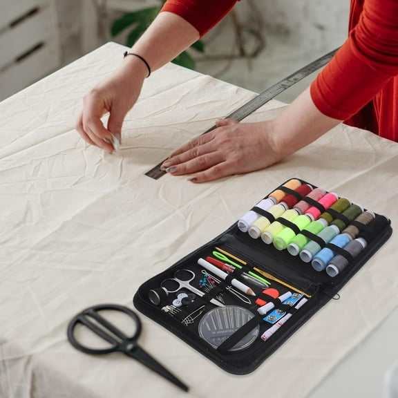 WHAMVOX 79Pcs Sewing Supplies with Portable Needlework Box Practical Sewing Needles Sewing Accessories for Home Office Travel Beginners Emergency