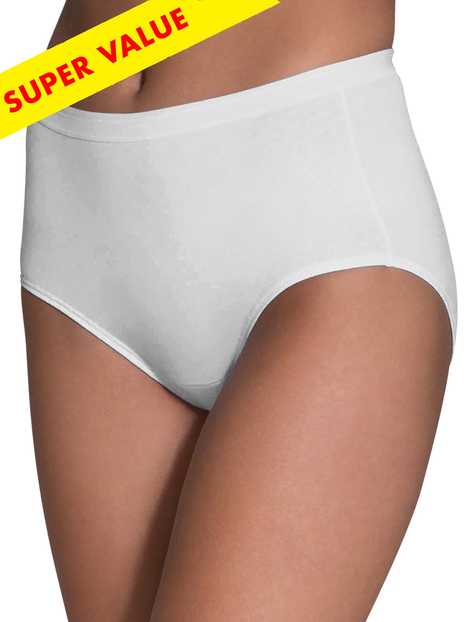 Fruit of the Loom Women's Cotton White Brief Panties, Holiday Super