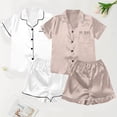 thumbnail image 4 of Women's Pajama Sets Short Sleeve Sleepwear Loungewear Satin Pyjamas 4 Piece Pyjamas And Shorts Set Sets Leisure Suit Plus Size Womens Clothing, 4 of 4