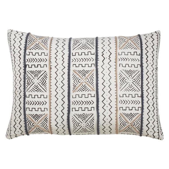 Saro Lifestyle 663P.W1420BP 14 x 20 Po Coussin de Jet Rempli de Poly avec la Conception de Tissu de Boue Légère & 44; Blanc