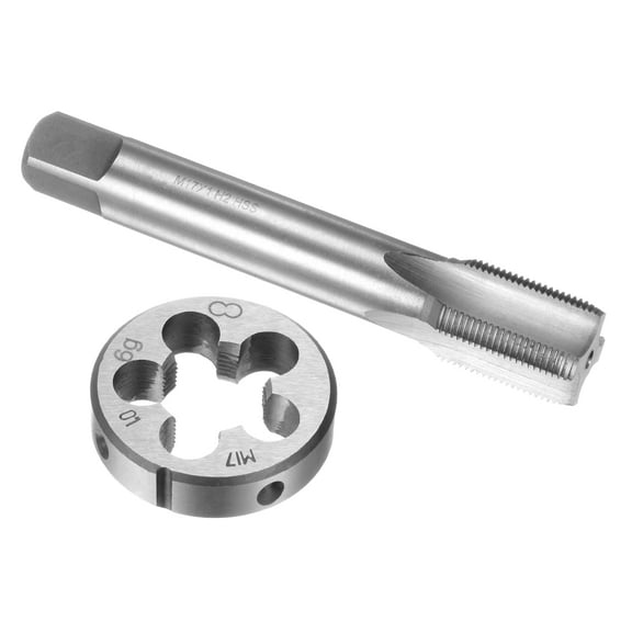Uxcell 2 Pieces Metric Tap and Die Set M17 x 1 Thread Tap & Round Die Threading Repair Tools