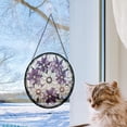 thumbnail image 5 of Stained Glass Window Hanging - White Purple Daisy Birth Flower Suncatcher for Door Garden Home Decor Sun Catchers Christmas Mother's Day Birthday Gifts for Women Men Mom Nana, 5 of 6