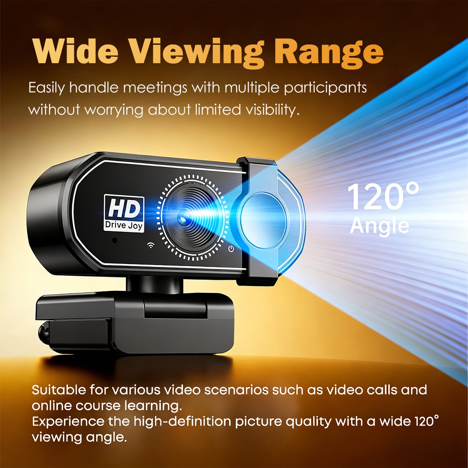 RONY HD PC Webcam with PDAF Autofocus, 120° FOV & Built-in Microphones, Plug & Play USB Webcam with Auto Light Correction for Conference Video Call Meeting Live Stream, Black