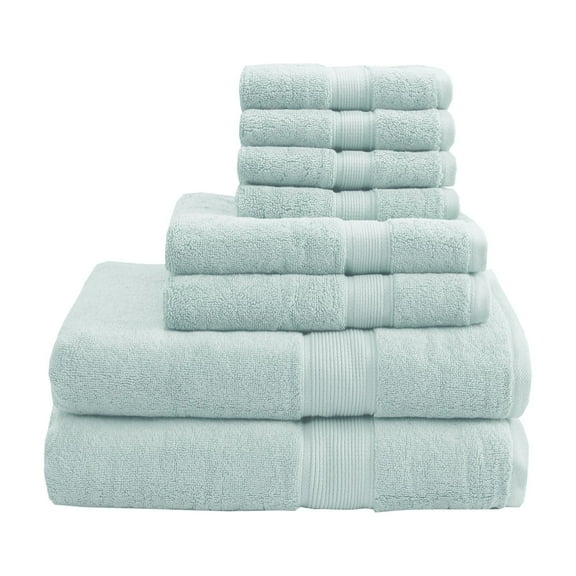 Madison Park 8-Piece Luxury Cotton Towel Set, 800GSM Bath Towels, Ultra Soft & Absorbent, Seafoam