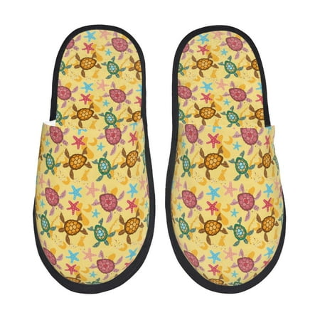 Balery Ocean And Sea And Sand Slient Indoor Furry Fleece Comfort House Shoes Soft Non-Slip Home Shoes Cotton slippers House Slippers-- Large