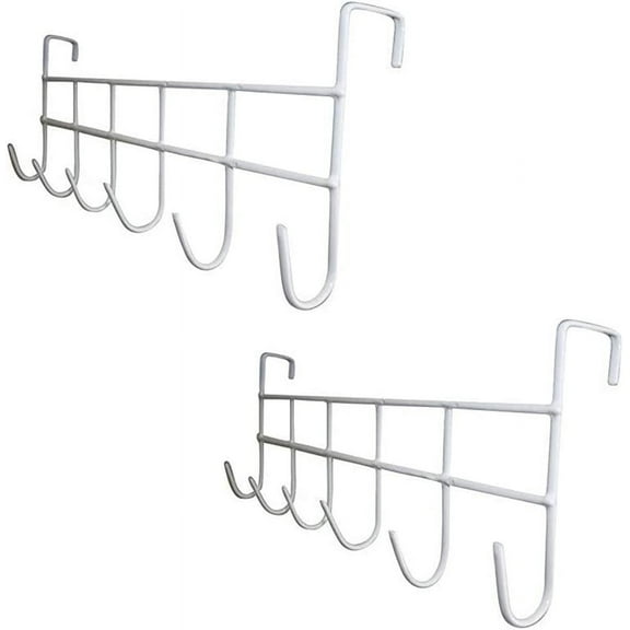 TSY TOOL Waterproof Over The Door Hook, Metal Vinyl White, 17.8"W, (2 Pack)