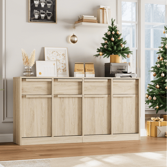 Accreate 31.5"H Sideboard Buffet Cabinet with 2/4 Drawers, Large Coffee Storage Cabinet, Modern Buffet Table for Kitchen, Dining Room, Living Room, Farmhouse Accent Console