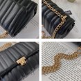 thumbnail image 3 of Bolso cuadrado pequeño a rayas, bolso de hombro para citas de cuero artificial, bolso de cadena, bolso de mensajero simple, 3 of 5