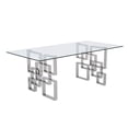 thumbnail image 2 of Rectangular Clear Glass 7pc Dining Set with Silver Stainless Steel Base, 2 of 7