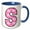 Blue/White, variant on 3drose, Cute Pink on Pink Hearts Monogram Initial R, 11oz Two-tone Yellow Mug