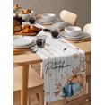 thumbnail image 3 of Table Runners 60 Inches Long Dress Scarves, Retro Fall Wheat Farmhouse Kitchen/Dining Table Runner, Small Coffee Tablerunners, Thanksgiving Pumpkin Leaves Wood Grain 13x60 Inch, 3 of 7