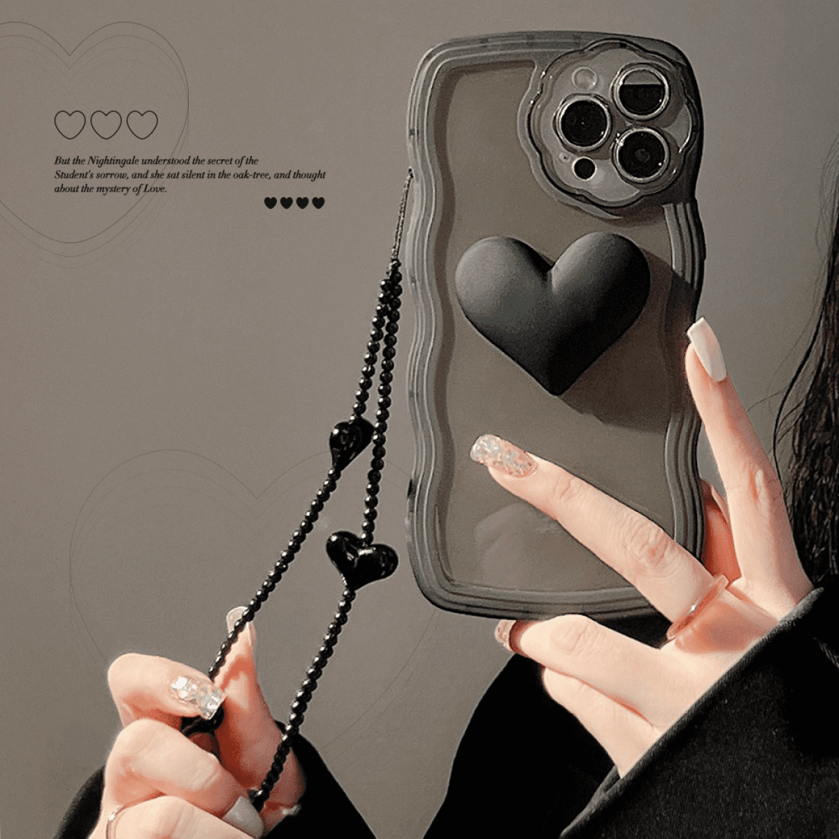 Phone case Diagonal sling rope Neck strap Chain Cute heart-shaped electroplated Girl lady bracket Strap Necklace Silicone shockproof case for iPhone 11