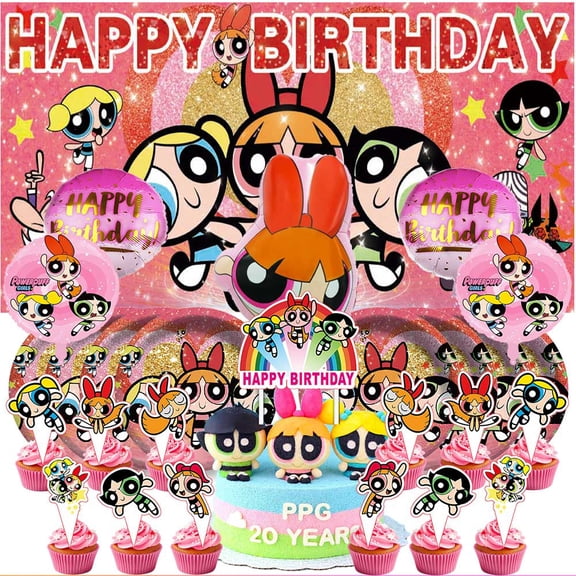 The Powerpuff Girls Party Supplies Decor Tableware Backdrop Banner Cake Topper Balloons Birthday Decorations