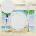 thumbnail image 3 of Ambesonne Pearls Place Mats Set of 4, Shell on Sandy Beach, Standard Size, Cream Blue, 3 of 6