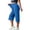 Blue, variant on Plus Size Capri Pants for Women Wide Leg Drawstring Yoga Lounge Trousers Casual Elastic Waist Crop Pants with Pocket 1X-5X