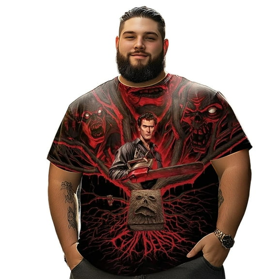 Men T Shirt for Big & Tall Man Graphic Short Sleeve Plus Size Oversized Tee Tshirts 7XLT 3DTS10063