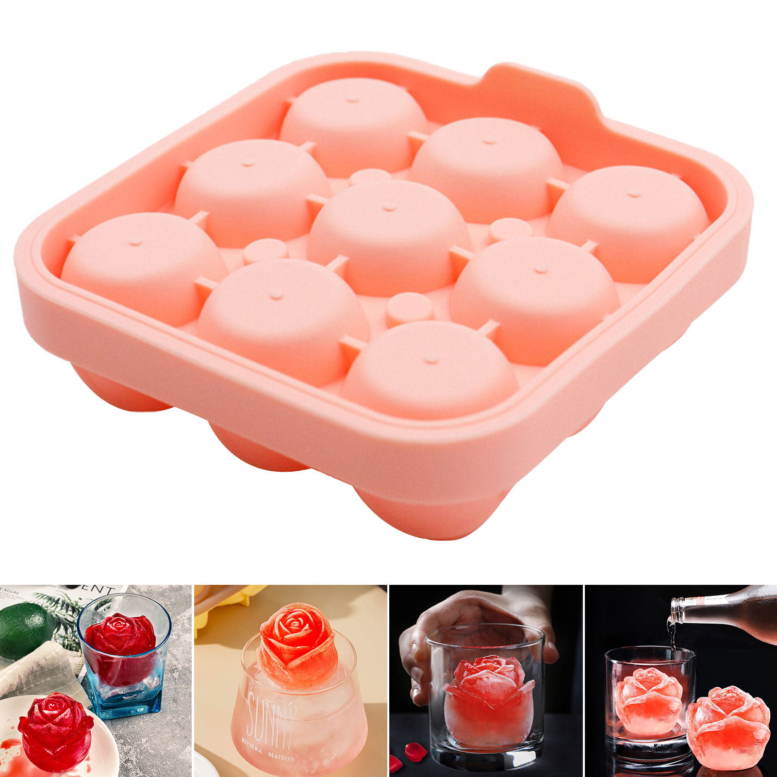 Sidosir 3Pcs Extra Large Ice Mold, 9-inch Nonstick Silicone Mold for 4.5  lbs Ice Cubes for Cold Plunge tub or Coolers, Big Silicone Ice Cube Tray