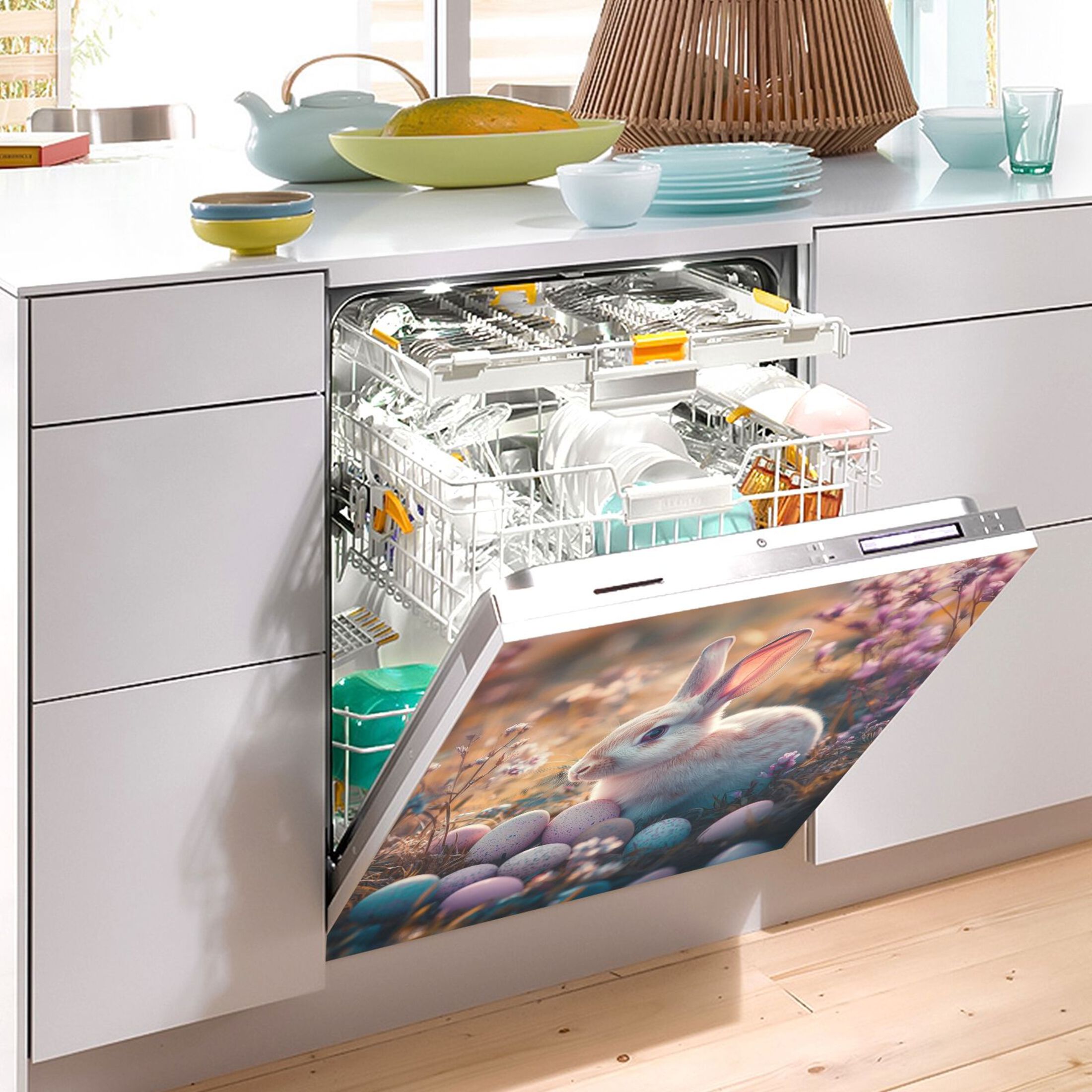 Dishwasher Magnetic Sticker 23x26 Inch Refrigerator Magnetic Sticker Washing Machine Magnetic Sticker Kitchen Panel Magnetic Sticker Home Decor Super Cool Easter Bunny