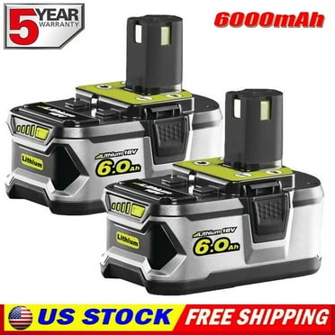 2 Pack 6.0Ah Replacement Battery for Ryobi 18V Battery P108 Compatible with 18V Power Tool