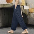 thumbnail image 2 of Womens Pants Lace Long Pants Drawstring Elastic Waist Pants Casual Palazzo Pants Wide Leg Trousers With Pockets, 2 of 2
