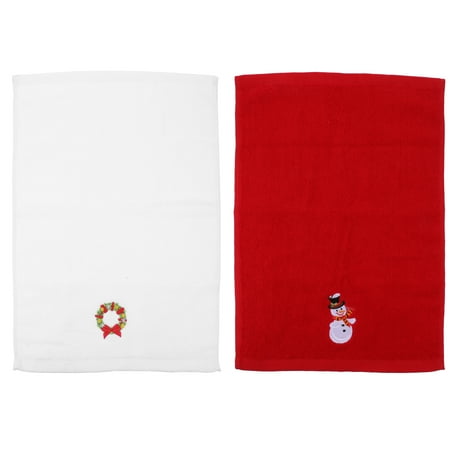 

2pcs Creative Embroidery Christmas Towels Decors Xmas Face Towel Washcloths