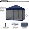 thumbnail image 3 of ABCCANOPY 10 ft x 10 ft Easy Pop up Outdoor Canopy Tent With Netting, Navy Blue, 3 of 6