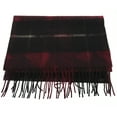 thumbnail image 2 of Lanvin 100% Wool Scarf – Plaid Burgundy and Black,  Fringed Winter Wrap for Mens, 2 of 4