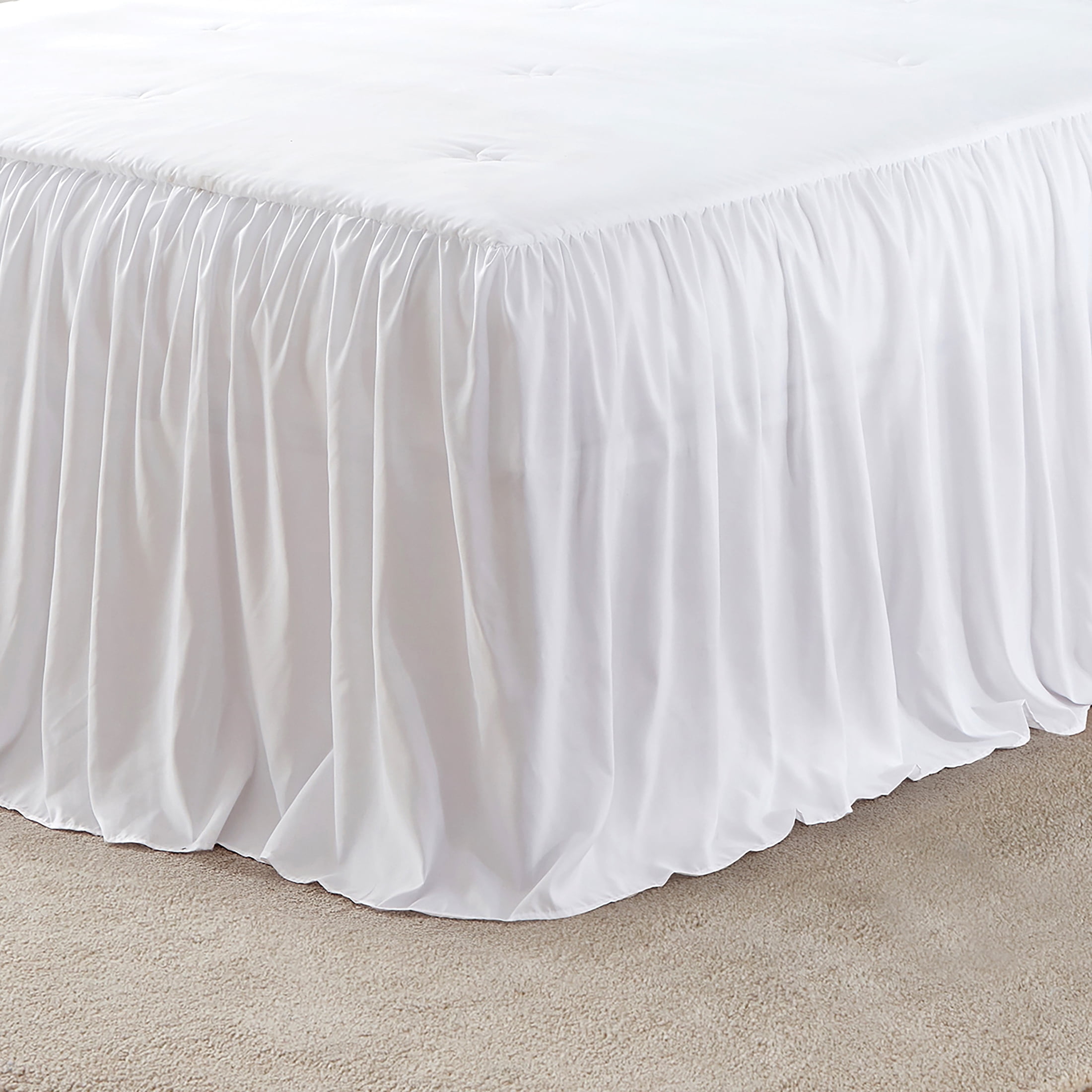 My Texas House Angelina Draping Ruffle Polyester Adult 2-Piece Bedspread Set, Bright White, Twin