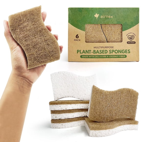 Esponjas de cocina AIRNEX Natural, paquete de 6 unidades, celulosa y coco