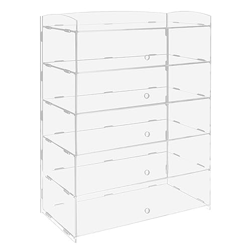 Acrylic Display Case, 5 Tiers Bakery Pastry Display Case, Commercial Clear Dessert Display Case Countertop, Acrylic Donut Cookie Box Display Case with Door, 18.7x8.46x24.4inch$$Furniture