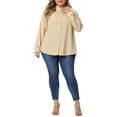 thumbnail image 2 of Agnes Orinda Women' s Plus Size Chiffon Shirt Long Sleeve Tops Button Down Collared Blouses 1X Apricot, 2 of 6
