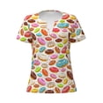 thumbnail image 3 of Naloa Color Donut Print T-Shirts Short Sleeve V Neck Tees for Women Fashion Tops Trendy Lightweight Soft Casual Summer Outfits Clothes, 3 of 5