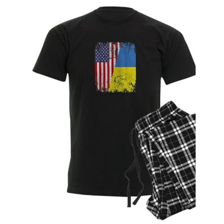 

CafePress - Ukrainian Roots Half American Flag Ukraine Pajamas - Men s Dark Pajamas
