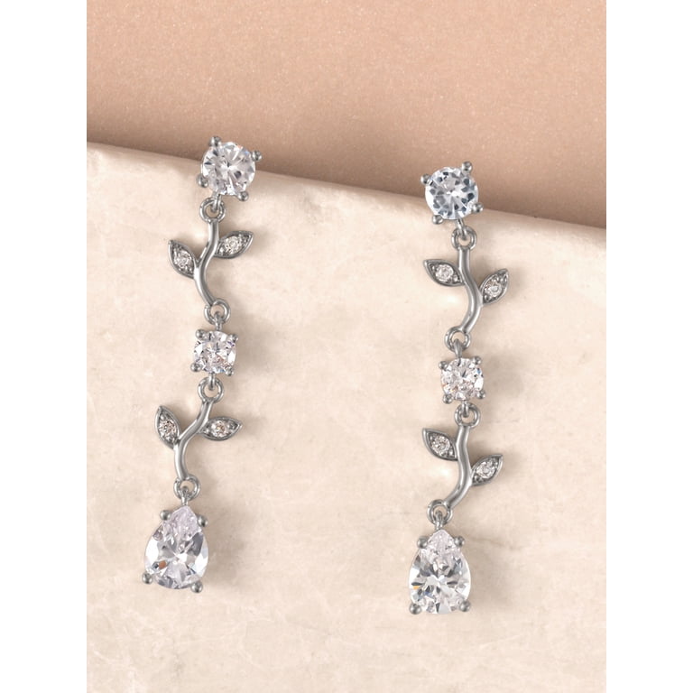 Believe by Brilliance Silver Twig Dangle Earrings photo 6