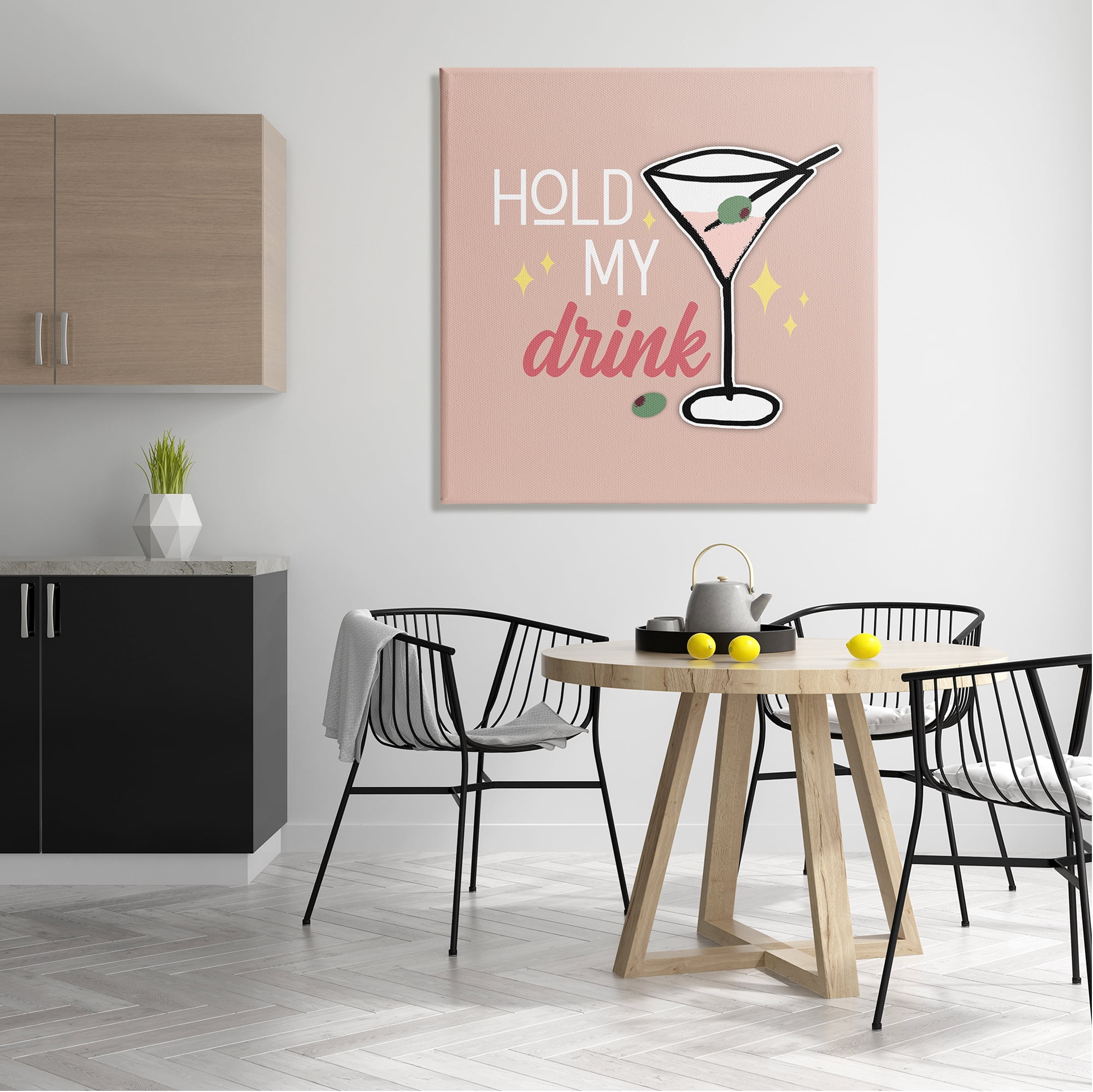 Stupell Industries Hold My Drink Martini Food & Beverage Painting Gallery Wrapped Canvas Art Print Wall Art, 36 x 36
