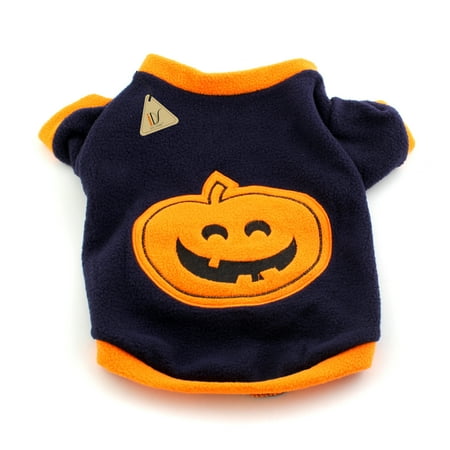 Small Dog Cat Halloween Pumpkin Costume with Fleece Warm Cltoth for Pet Fancy Dress (Best Small Dog Halloween Costumes)